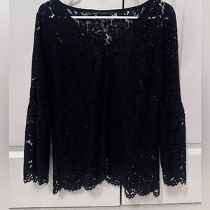 White House Black Market Lace Overlay Top